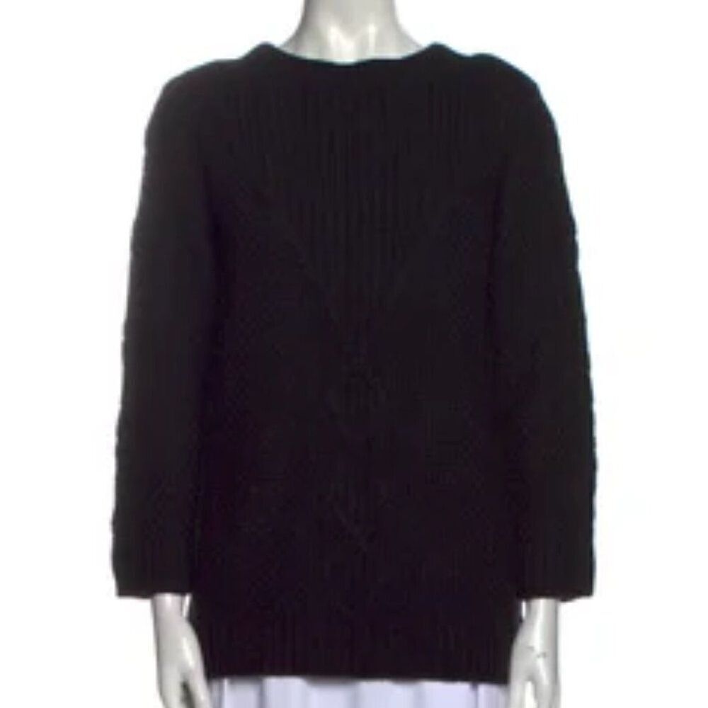 KARL LAGERFELD Black Chunky Knit Scoop Neck Sweater Size Small